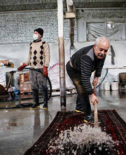 شستشوی سنتی قالی در قالیشویی اهواز 
